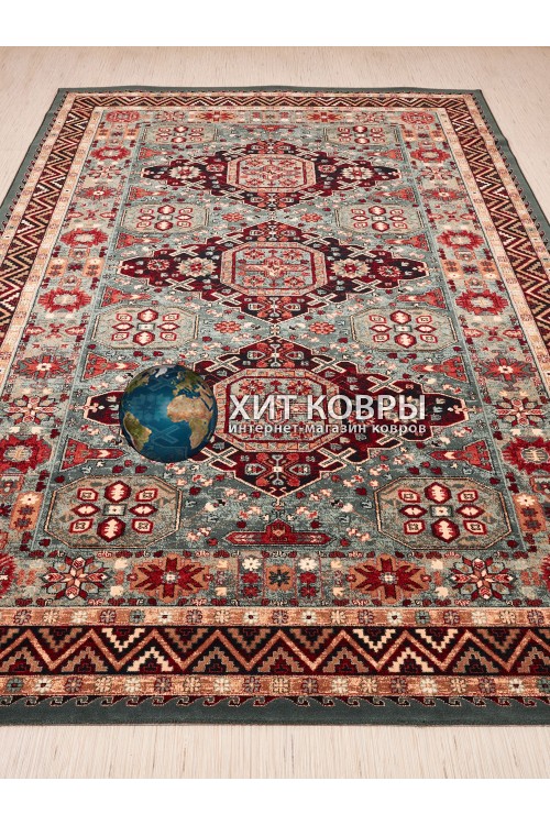 Бельгийские шерстяные ковры Kashqai-Shapur 4308-400 Бирюзовый